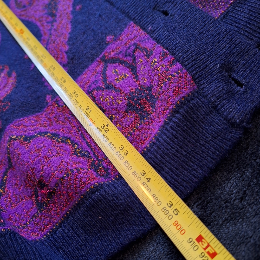 Vintage Jeanne Pierre Purple & Blue Cardigan Paisley Pattern - Picture 5 of 12